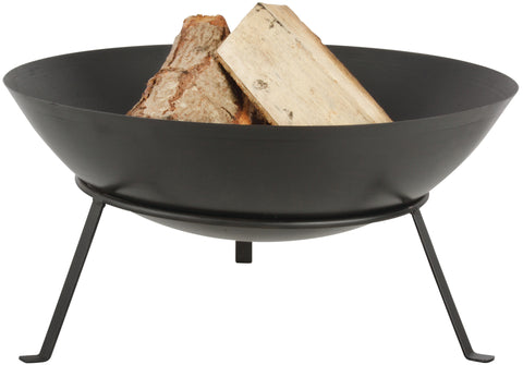 Steel Fire Bowl 50cm round shown with wood demaretail.co.uk