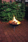 Steel Fire Bowl 50cm round shown in garden with fire