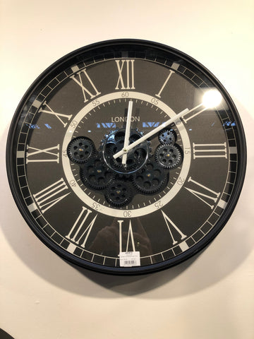 Black Faced Open Cog London Wall Clock