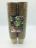 Pack of 50 biodegradable plant pots including 50 FREE plant markers. 6cm round. Ideal for planting seeds, seedlings and cuttings with no repotting. 100% Sphagnum peat becomes completely integrated with the root system and is transplanted with the plant protecting the sensitive young seedlings from transplant shock.